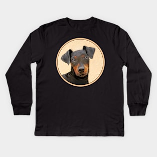 Manchester Terrier Painting Original Animal Art Kids Long Sleeve T-Shirt